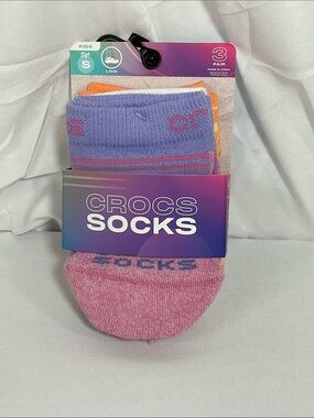 CROCS Kids Low Sock 3-Pack in Purple, Blue & Orange